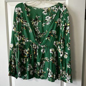 Green Flowery Lucky Brand Blouse